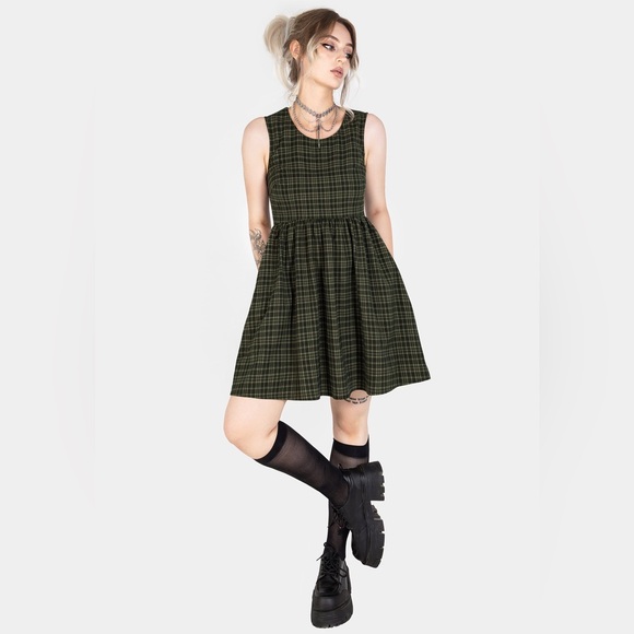 Disturbia Sabine Check Mini Skater Dress US 2 / UK 6 - Picture 6 of 7